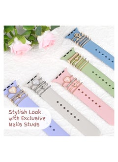 Y&D Watch Band Charms Apple Watch, Women Watchband Heart Diamond Loops 38mm 40mm 41mm 42mm 44mm 45mm, Accessories for iWatch Series se 8 7 6 5 4 3 2, 4Pcs (No Band)  - Image 4