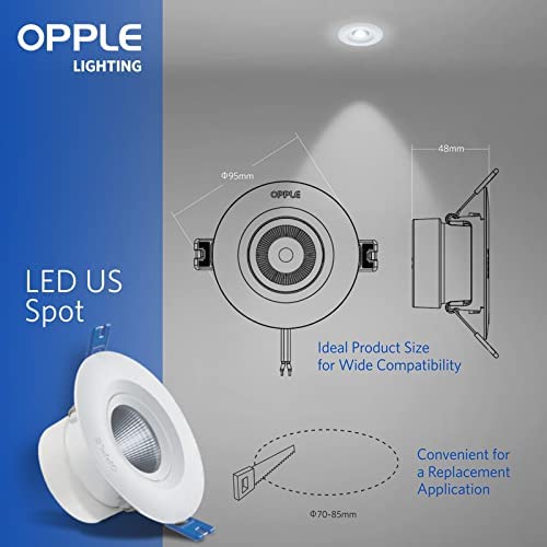 OPPLE US LED Spot Light Round Panel Deep Junction Conceal Box Down Lights 4Watt Cool White 6000K Pack of 5 - Image 4