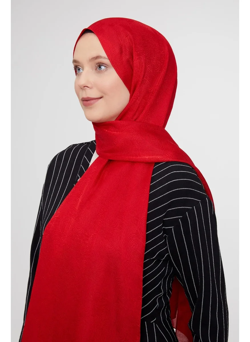 Levidor Red Hologram Pattern Jacquard Janjan Shawl
