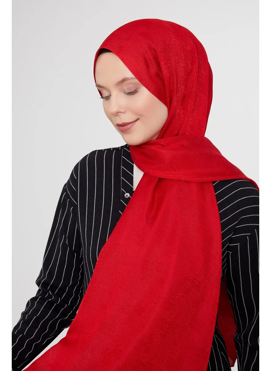 Levidor Red Hologram Pattern Jacquard Janjan Shawl