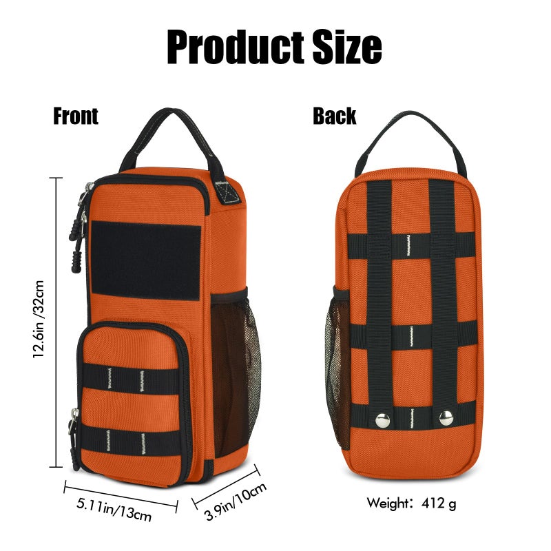 LAKE OF FIRE 12.6" Small Tool Bag Pouch for Men with Multiple Pockets, Waterproof Heavy Duty Tool Bag Organizer with Zipper and Portable Handle (Orange) - Image 2