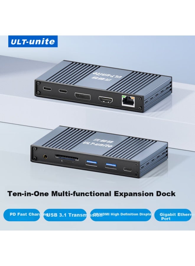 Ult-unite Type-c Multi-functional 10-in-1 Docking Station Triple Display Usb-c To Hdmi/dp 4k60hz Expansion Screen Dual Card Reader Gigabit Ethernet Port Pd100w Audio Splitter - Image 1