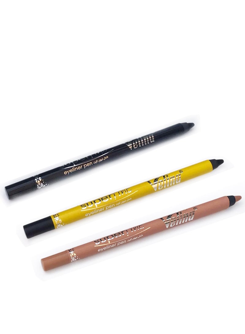 Velina 3Pcs Superfine Waterproof Eyeliner Pen with 24HR Wear