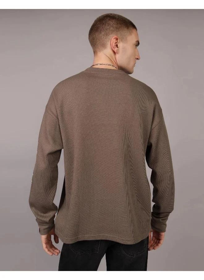 امريكان ايجل AE Oversized Long-Sleeve Elevated Logo Graphic Thermal T-Shirt