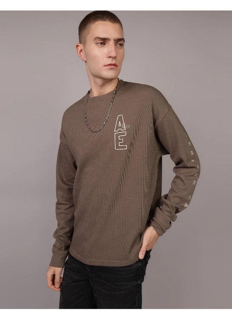 AE Oversized Long-Sleeve Elevated Logo Graphic Thermal T-Shirt