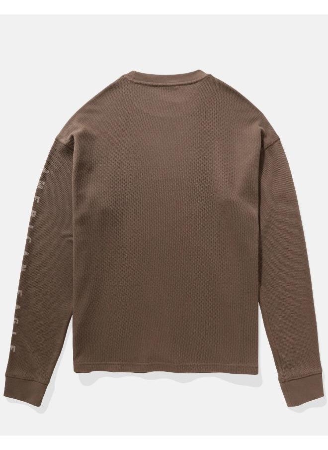 American Eagle - AE Oversized Long-Sleeve Elevated Logo Graphic Thermal T-Shirt - Image 1