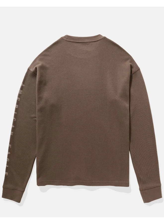 امريكان ايجل AE Oversized Long-Sleeve Elevated Logo Graphic Thermal T-Shirt