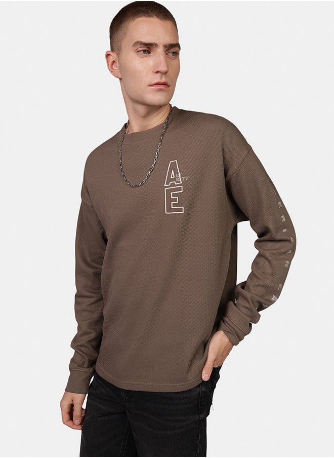 American Eagle - AE Oversized Long-Sleeve Elevated Logo Graphic Thermal T-Shirt - Image 1