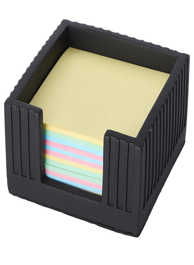 Aotea Crafts Concrete Modern Industrial Sticky Note Holder for Desk - 3.6 x 3.6 Inch Aesthetic Post it Note Holder Dispenser - Fluted Minimalist Self Stick Note Pad Holder - Cement Sticky Note Dispenser -Black - Image 1