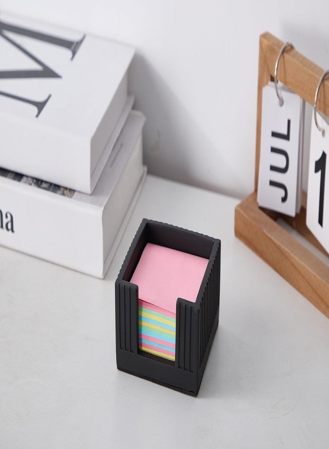 Aotea Crafts Concrete Modern Industrial Sticky Note Holder for Desk - 3.6 x 3.6 Inch Aesthetic Post it Note Holder Dispenser - Fluted Minimalist Self Stick Note Pad Holder - Cement Sticky Note Dispenser -Black - Image 5