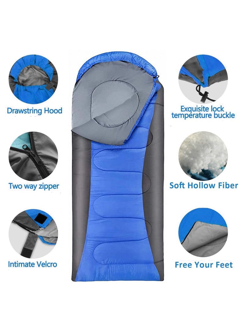 Ultralight Camping Sleeping Bag – Blue & Gray, 210x75x10cm, 3-Season, Compact & Durable - Image 4