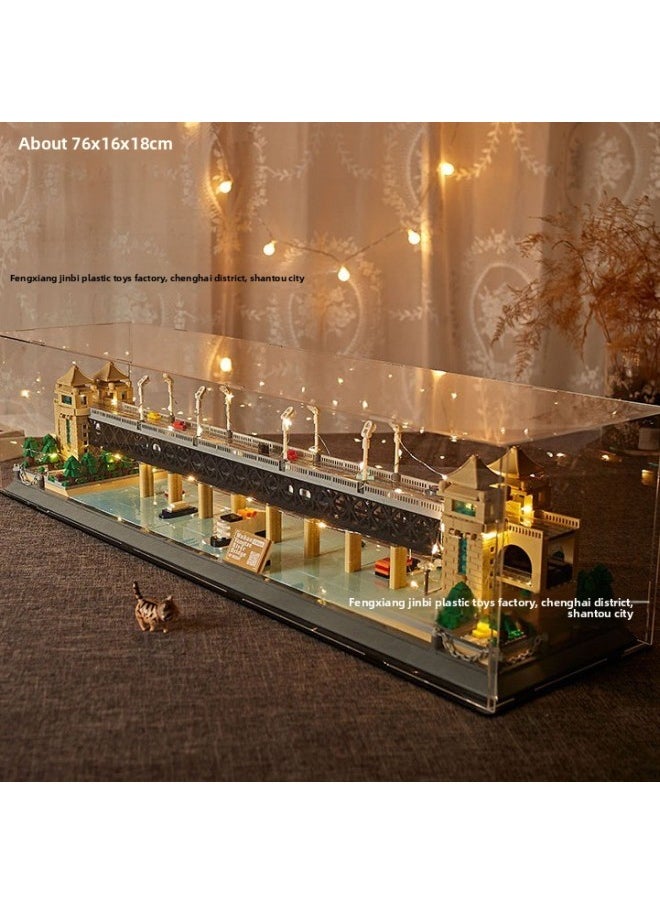 Generic - High Transparent Acrylic Display Box Cartoon Hand-made Building Blocks Blind Box Car Model Building Street View Storage Dust Cover Box-Color:WG6232 Acrylic Cover: Qinhuai River, Nanjing, Jiangsu, China (excluding Building Blocks And Light Strings) - Image 1