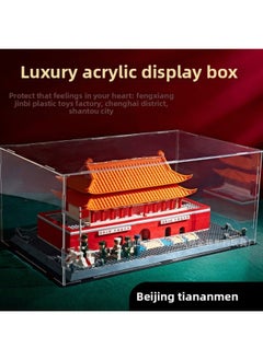 High Transparent Acrylic Display Box Cartoon Hand-made Building Blocks Blind Box Car Model Building Street View Storage Dust Cover Box-Color:WG6232 Acrylic Cover: Qinhuai River, Nanjing, Jiangsu, China (excluding Building Blocks And Light Strings)