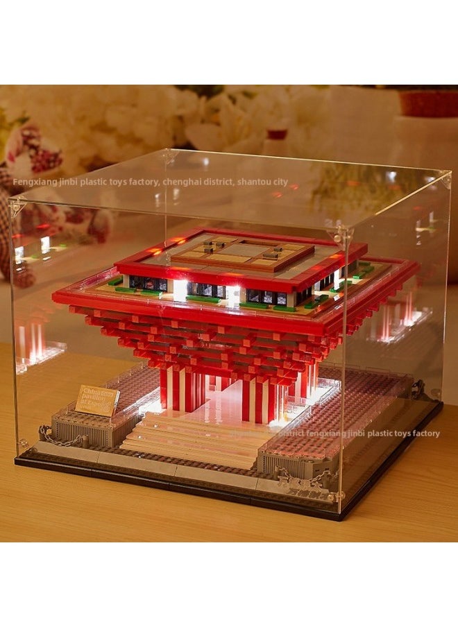 Generic - High Transparent Acrylic Display Box Cartoon Hand-made Building Blocks Blind Box Car Model Building Street View Storage Dust Cover Box-Color:WG6232 Acrylic Cover: Qinhuai River, Nanjing, Jiangsu, China (excluding Building Blocks And Light Strings) - Image 1