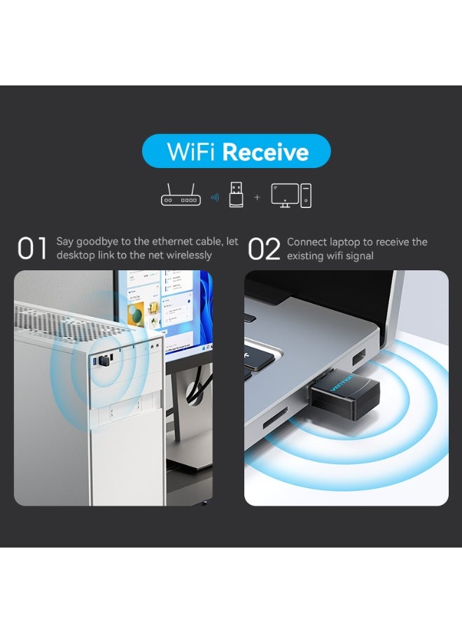 فينشن محول واي فاي USB VENTION 2.4G أسود رقم الموديل KDRB0  - Image 3