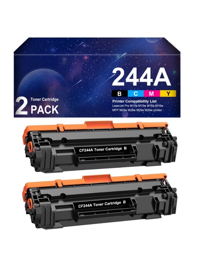 خراطيش الحبر الأسود CF244A 44A متوافقة مع 44A CF244A لطابعة Laserjet Pro M15w M15a MFP M28w M28a (2 عبوة) - Image 1