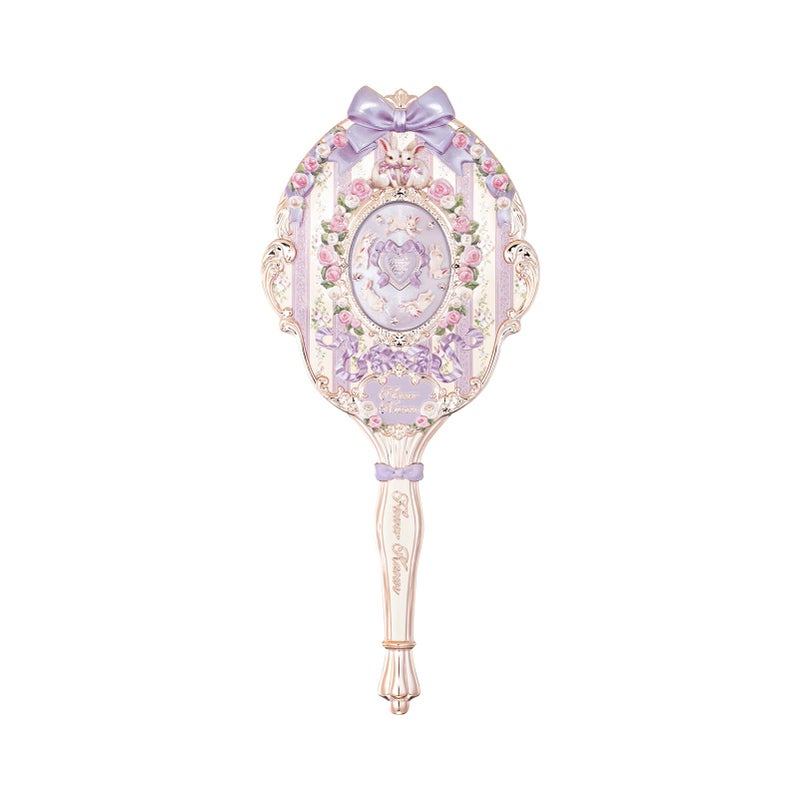 Flower Knows Bunny Garden Collection Hand Mirror,Vintage Portable Handheld Mirror,Fancy & Pretty Princess Mirror with Long Handle,Gift for Girls(Wisteria Purple) - Image 1