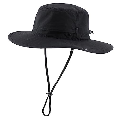 Connectyle Mens Womens Wide Brim Safari Bucket Hat UV Sun Protection Fishing Hiking Hats Outdoor Summer Cowboy Hat Black - Image 1