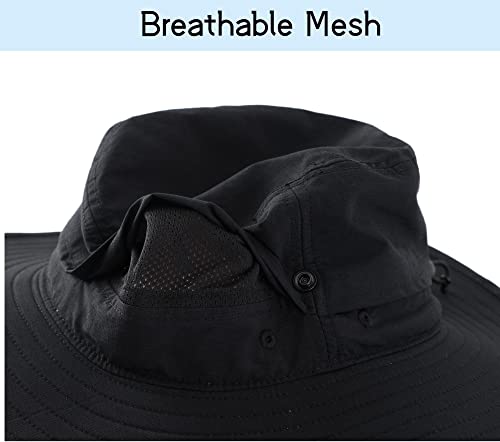 Connectyle Mens Womens Wide Brim Safari Bucket Hat UV Sun Protection Fishing Hiking Hats Outdoor Summer Cowboy Hat Black - Image 5
