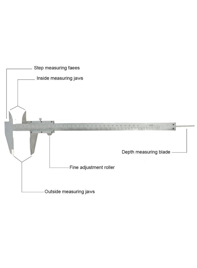 DEFAONS 300mm Vernier Caliper – Carbon Steel Precision Measuring Tool, Manual Scale with Fine Adjustment Roller, External, Internal, Depth & Step Measurement for Engineering, Automotive & Workshop Use - Image 4