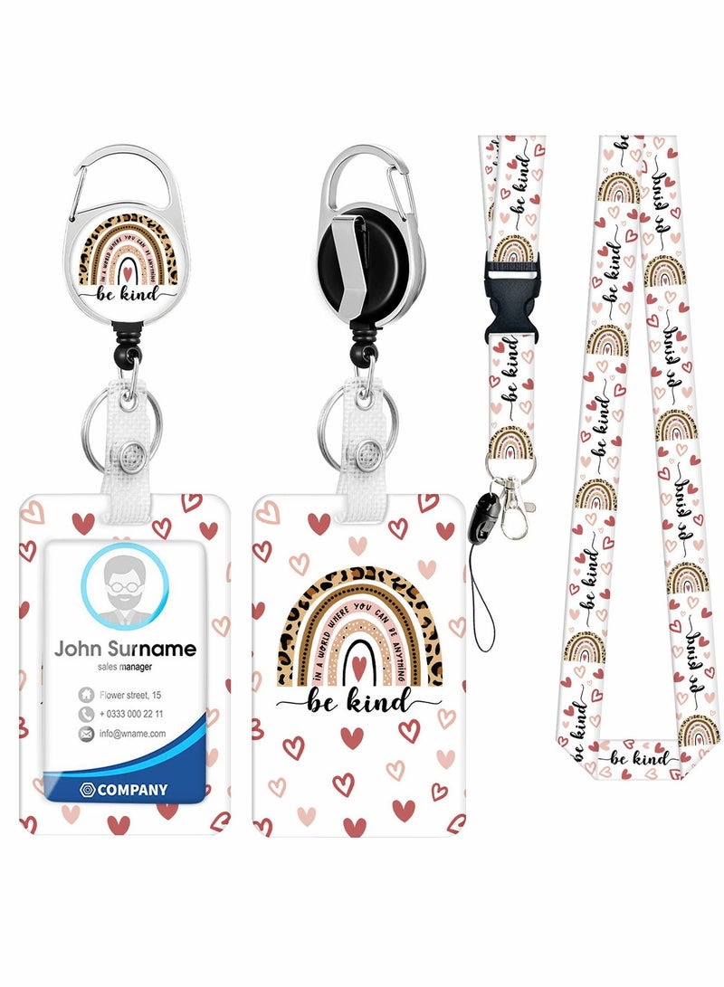 Excefore ID Badge Holder with Lanyard Fashionable Card Holders Retractable Lanyards Leopard Name Tag Vertical Protector Bage Clips for Nurse Nursing Doctor Medical Student - Image 1