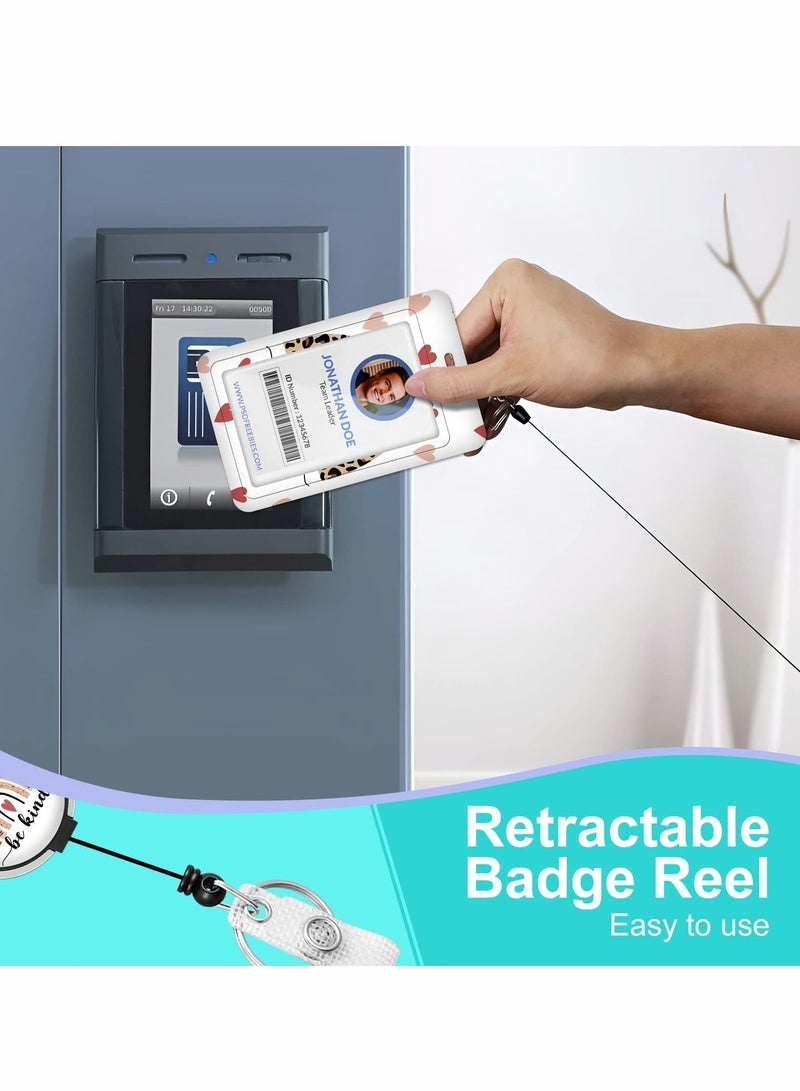 Excefore ID Badge Holder with Lanyard Fashionable Card Holders Retractable Lanyards Leopard Name Tag Vertical Protector Bage Clips for Nurse Nursing Doctor Medical Student - Image 3
