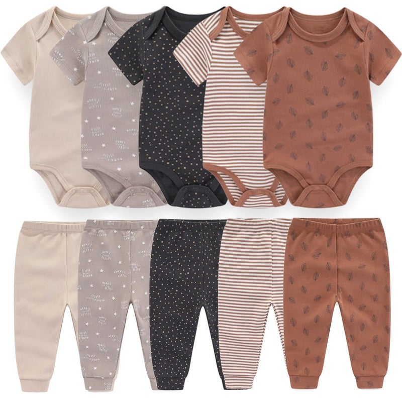 Kiddiezoom Baby Layette Set Baby Boys' 10-Piece Bodysuits Pants Set Toddler Girl Boy Unisex Baby Gift Sets - Image 1