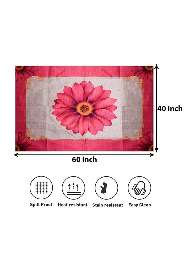 Kuber Industries Kuber Industries Center Table Cover | Cotton Lotus Pattern Table Cover | Luxurious Tea Table Cover for Living Room | 40x60 Inch | Cream - Image 3