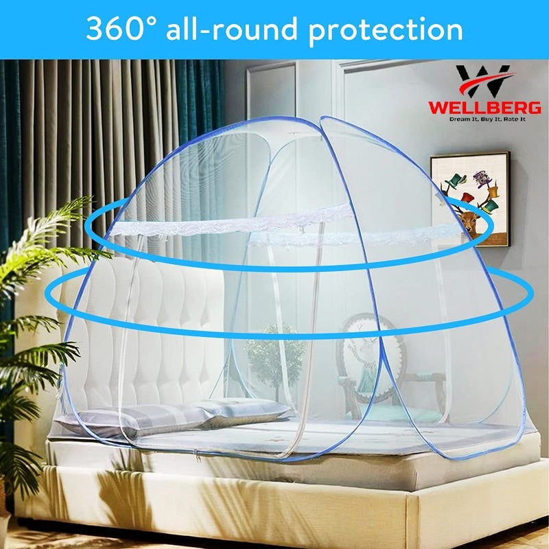 WELLBERG Pop Up Bed Mosquito Net with Bottom, Folding Design Breathable high Density mesh for Indoor and Outdoor,Portable and Washable Mosquito Net (King Pink) - Image 2