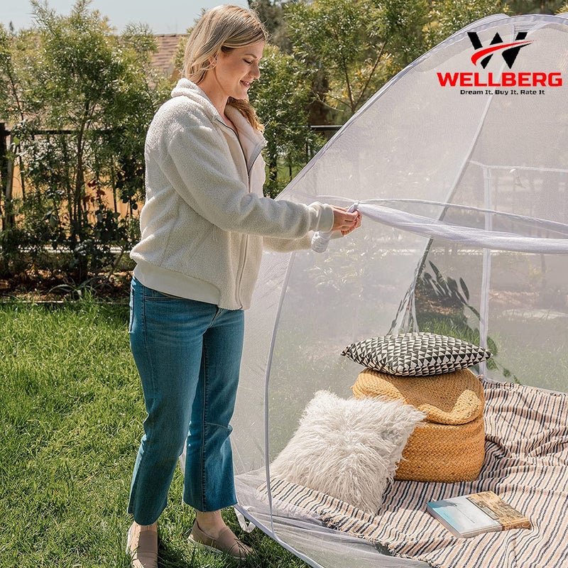 WELLBERG Pop Up Bed Mosquito Net with Bottom, Folding Design Breathable high Density mesh for Indoor and Outdoor,Portable and Washable Mosquito Net (King Pink) - Image 3