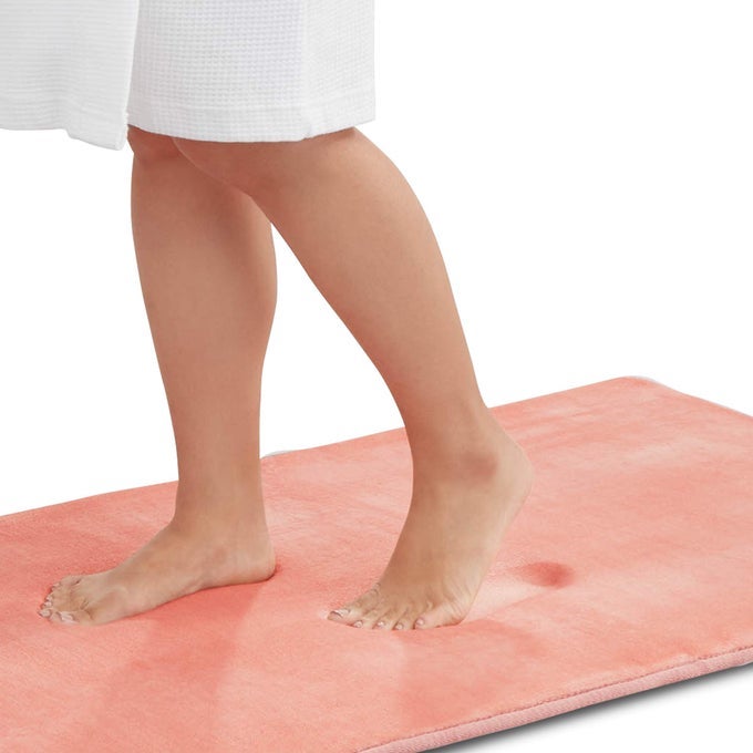 MEMORY FOAM BATH MAT NON SLIP ABSORBENT SUPER COZY VELVET BATHROOM RUG CARPET 20 INCHES X 32 INCHES PEACH