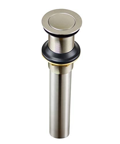 Purelux Pop up Drain Stopper for Bathroom Faucet Vanity or Vessel Sink Bathroom Drain Assembly No Overflow, Brushed Nickel - Image 1