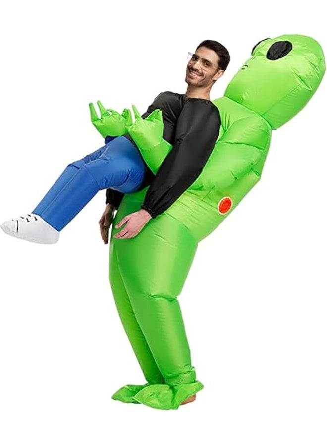 HI-FINE Funny Kidnapping Inflatable Costumes,Alien Costume, Ride On Alien Air Blow Up Costumes for Halloween Costume Parties,for Adult(150-190cm) - Image 1
