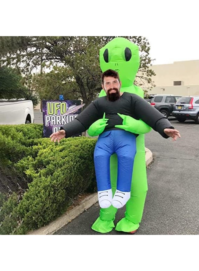 HI-FINE Funny Kidnapping Inflatable Costumes,Alien Costume, Ride On Alien Air Blow Up Costumes for Halloween Costume Parties,for Adult(150-190cm) - Image 5