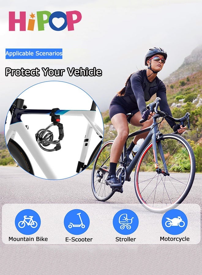 HIPOP Electric Scooter Padlock, Electric Scooter Lock 105 cm, 4 Digit Combination Padlock, Bicycle Lock, Double Head Cable Lock, Electric Scooter Accessories Anti-Theft - Image 3