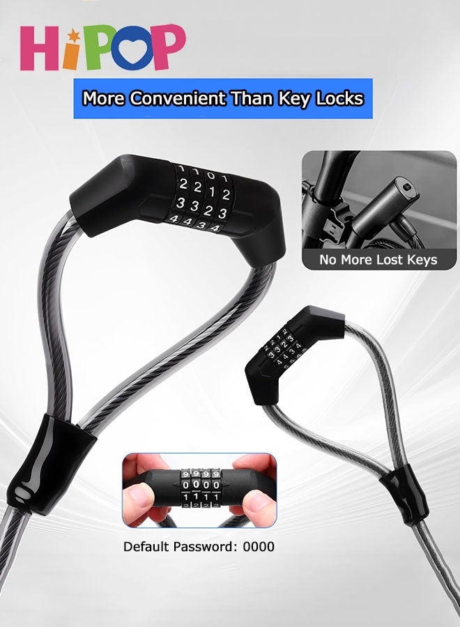 HIPOP Electric Scooter Padlock, Electric Scooter Lock 105 cm, 4 Digit Combination Padlock, Bicycle Lock, Double Head Cable Lock, Electric Scooter Accessories Anti-Theft - Image 5