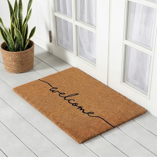 ATMAH Plain Welcome Coir Door Mat 35 x 60 cm | Anti Slip PVC Backing | Dirt Trapper | Indoor & Covered Outdoor Entrance Mat | Natural - Image 5