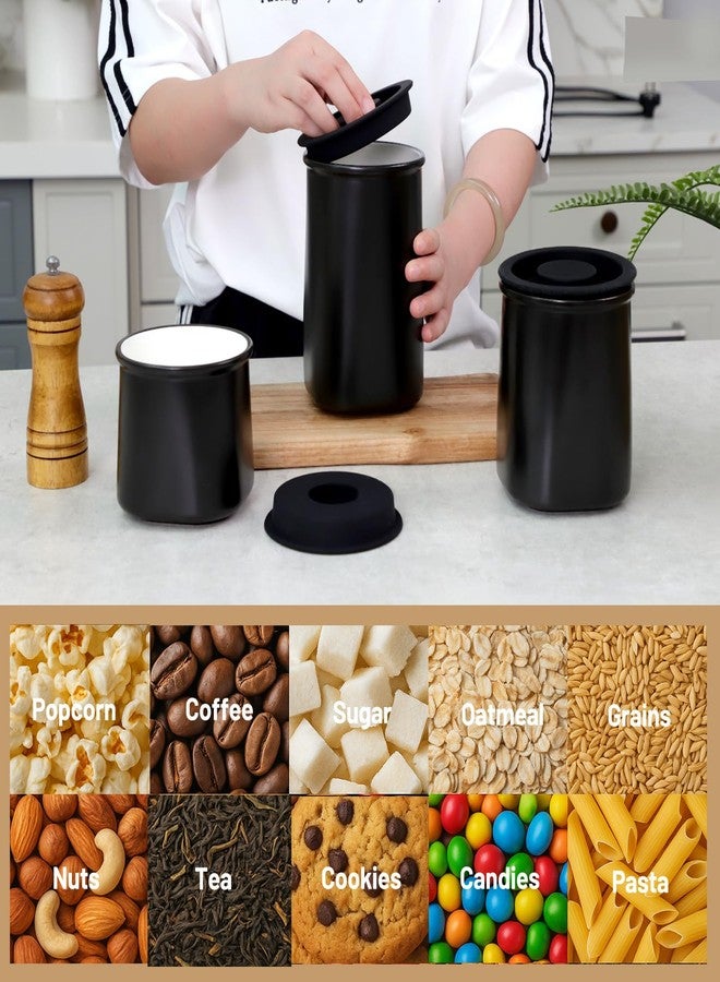 Nucookery Canisters Sets for the Kitchen Countertop, 3 Pcs Ceramic Jar with Silicone Lid, 40oz, 30oz, 20oz Food Storage Containers for Flour, Sugar, Coffee, Grains,Tea, Cookies, Dry Food Organization - Image 4