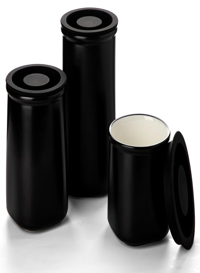 Nucookery Canisters Sets for the Kitchen Countertop, 3 Pcs Ceramic Jar with Silicone Lid, 40oz, 30oz, 20oz Food Storage Containers for Flour, Sugar, Coffee, Grains,Tea, Cookies, Dry Food Organization - Image 1