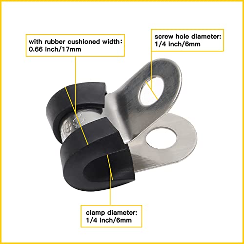 Suiwotin 22pcs 1/4 inch (6mm) Stainless Steel Cable Clamps, Insulated, P-type, Parallel Jaw - Image 2