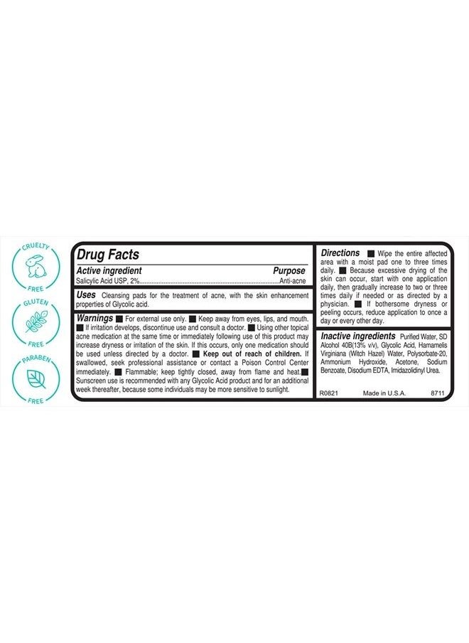 Replenix Acne Gly-Sal 5-2 Clarifying Pads – Oil Free Medical Grade Glycolic & Salicylic Acid Pore Cleansing Face Wipes – Exfoliating Breakout and Blackhead Facial Radiance Pads, 60 Ct  - Image 2