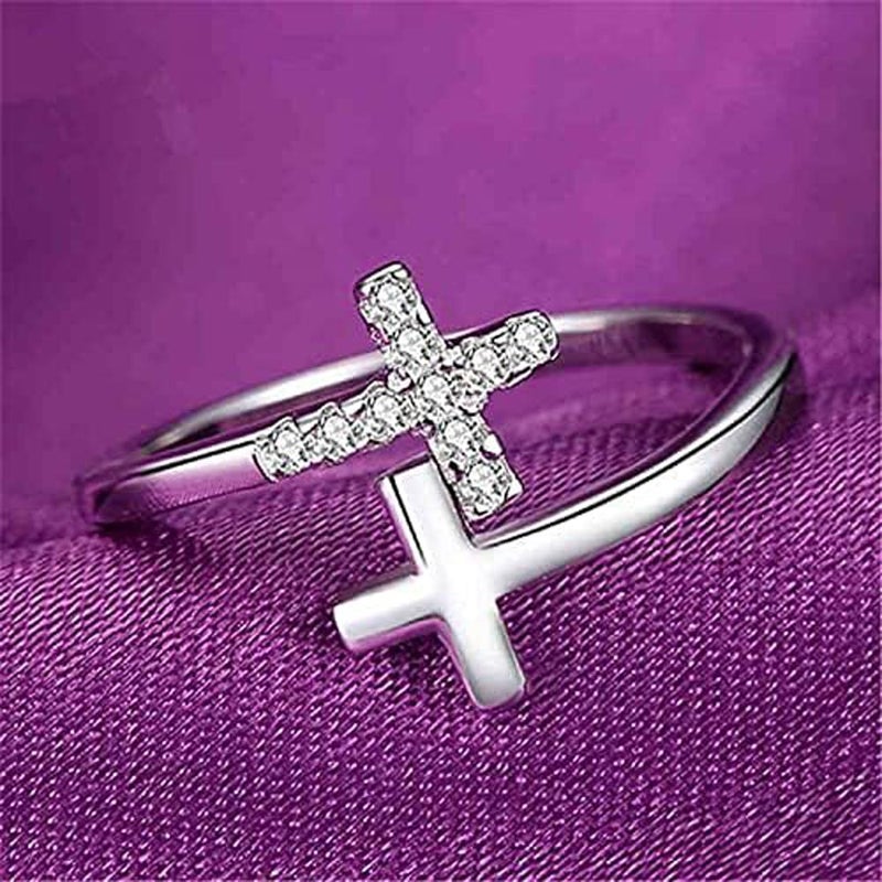 BQfife 925 Sterling Silver Christian Faith Cross Ring for Women, Dainty Inspirational Jewelry Easter Teen Gifts - Image 3