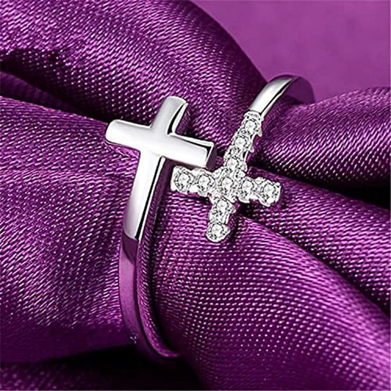 BQfife 925 Sterling Silver Christian Faith Cross Ring for Women, Dainty Inspirational Jewelry Easter Teen Gifts - Image 4