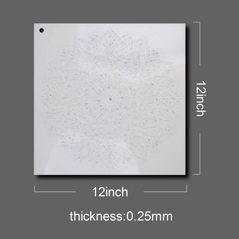 YUEAON 12-Pack (12x12Inch) Reusable Painting Stencils for Floor Wall Tile Fabric Furniture Wood Burning Art&Craft Supplies Mandala Template - Image 3