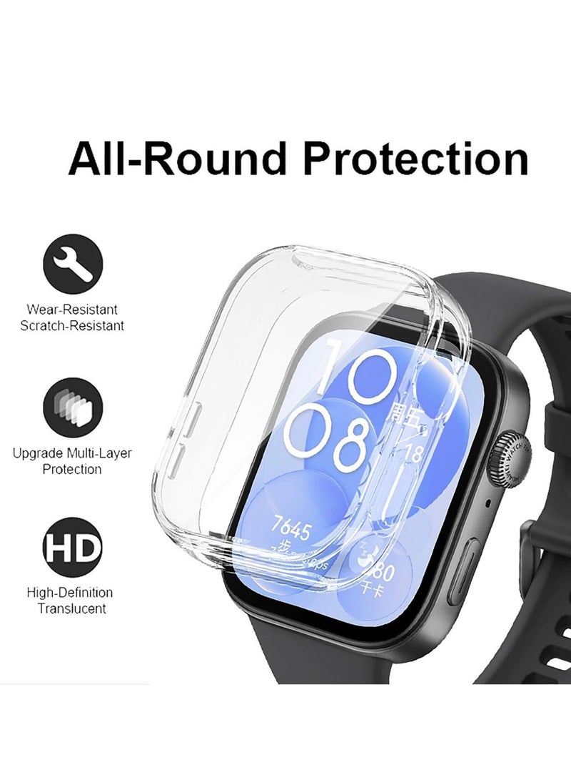 Protective Case for HUAWEI WATCH FIT 3 All-around Anti Scratch Shockproof Soft TPU Full Cover Case Compatible with Huawei Watch Fit3,Clear  - Image 2