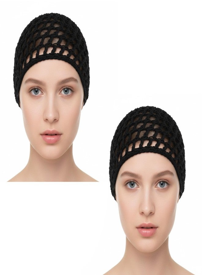 Sibba 2-Pack Stretchy Mesh Hair Wrap Caps for Women Breathable Sleeping & Drying Snood for Curly Hair, Silk Press, Natural Styles Adjustable Knit Bonnet, Hair Net Cover - Image 1