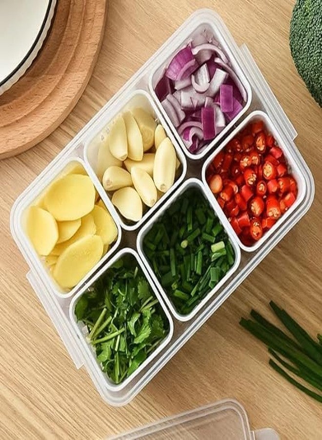 HRB PRODUCTS Plastic Fridge Storage Boxes Freezer Storage Containers, Container For Kitchen Set, In Kitchen, Vegetable Storage,Refrigerator Food Box(6 Grid Box(Pack Of 1)),Multicolor - Image 3