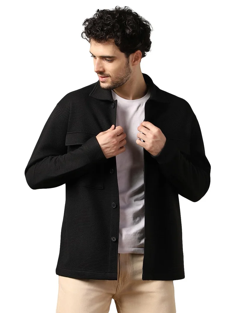 NOBERO Black Quilted Relaxed Fit Jacket for Men