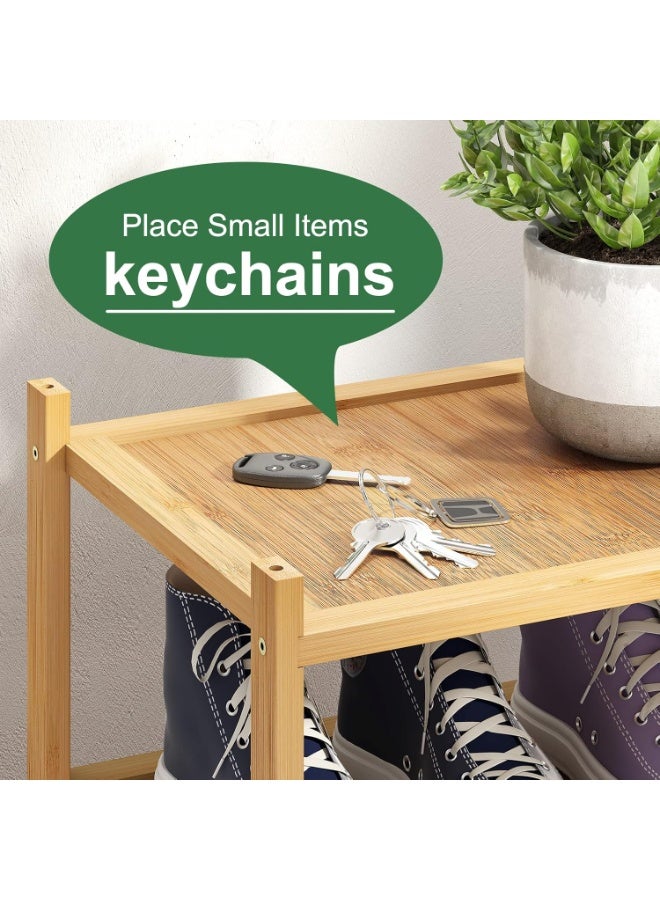 Small Shoe Rack, 2-Tier Bamboo Wood Shoe Rack for Entryway, Stackable Shoe Organizer for Hallway Closet, Free Standing Shoe Racks for Indoor & Outdoor - Image 2