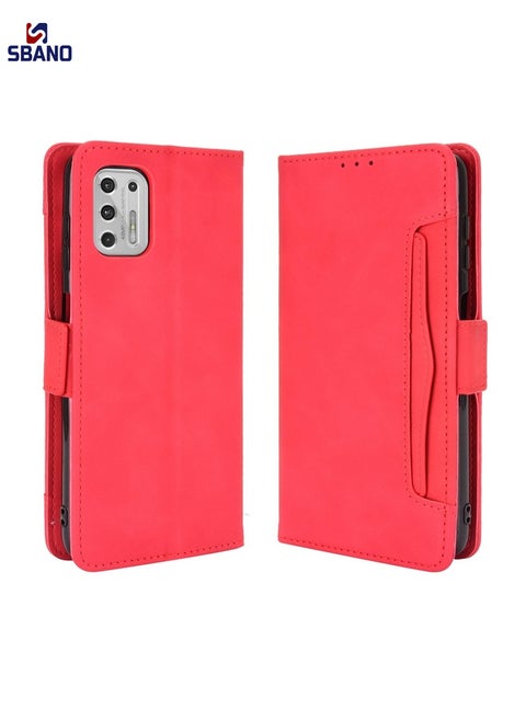 Case Cover For Motorola Moto G Stylus 2021 Wallet Style Skin Feel Calf Pattern Leather Case with Separate Card Slots(Red)
